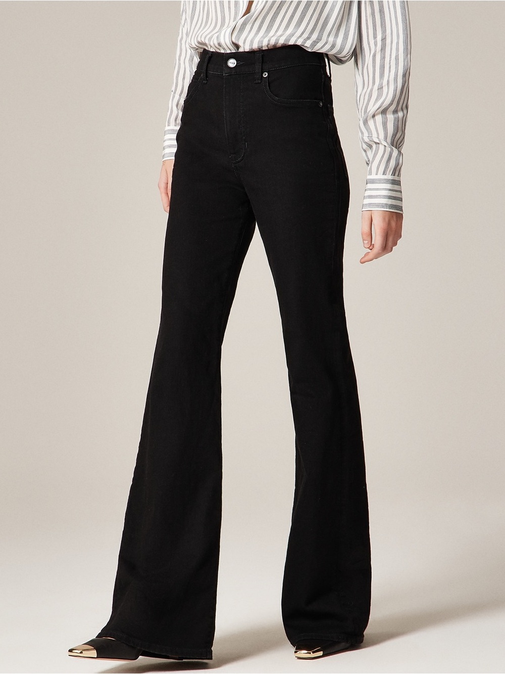 NWT J.Crew semi-Stretch High-Rise Flare Jeans Black Sz 27